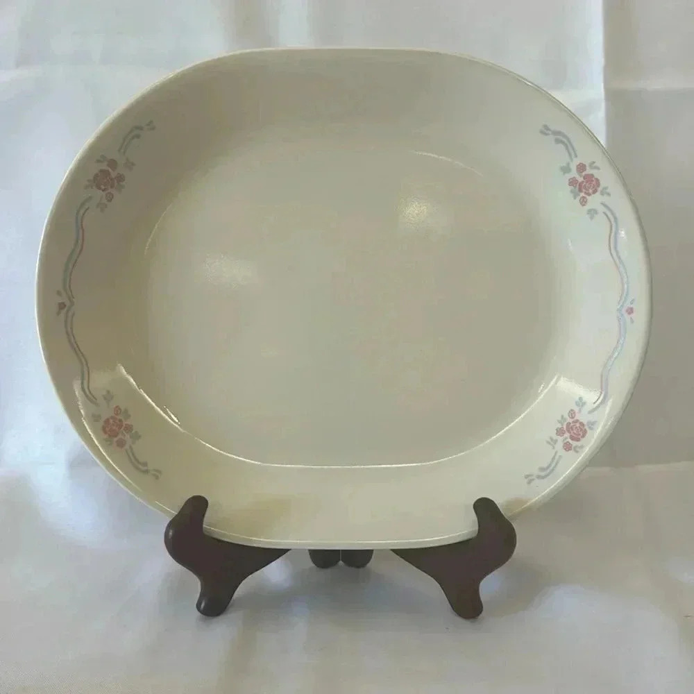 Corelle ENGLISH BREAKFAST 12” Serving Platter & 14 B&B Side Plates Pink Roses - Picture 2 of 6